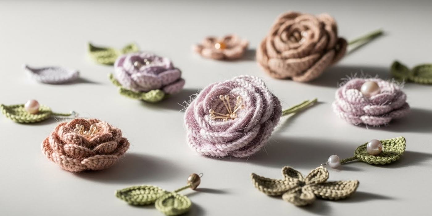 3D Crochet Flowers and Embellishments